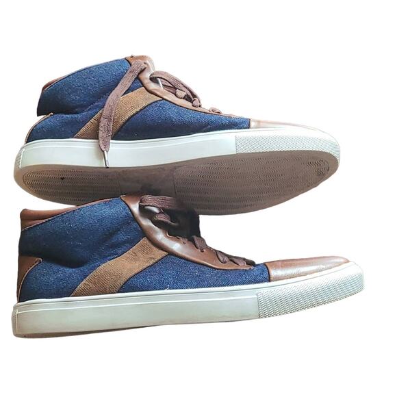 Beverly Hills Polo Club Men’s Size 13 Brown & Blue Denim High Top Sneakers - Picture 1 of 7
